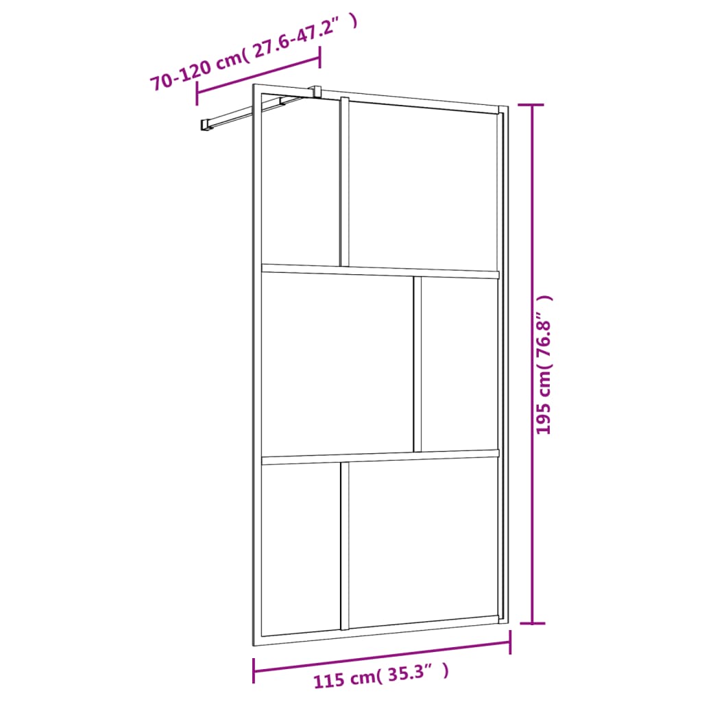 Inloopdouchewand transparant 115x195 cm ESG-glas goudkleurig is nu te koop bij PeponiXL, paradijselijk wonen!