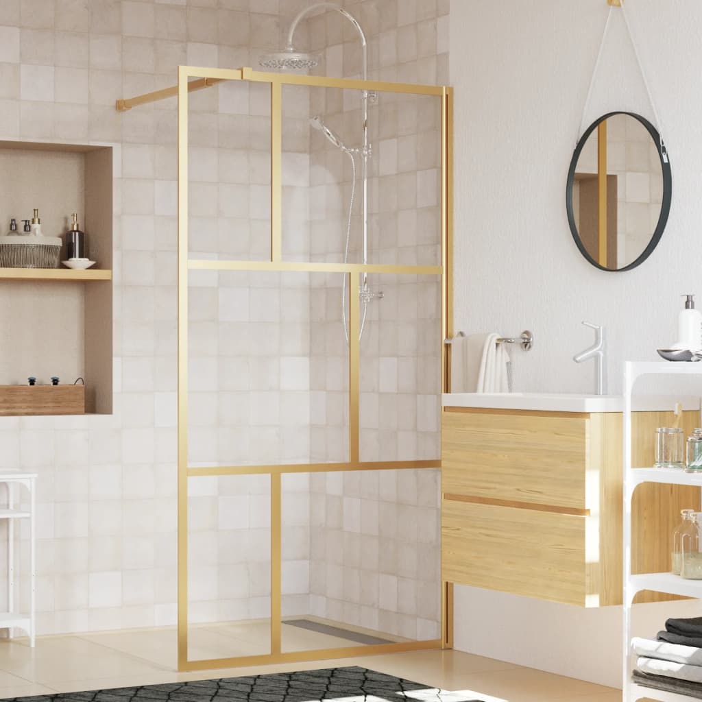 Inloopdouchewand transparant 115x195 cm ESG-glas goudkleurig is nu te koop bij PeponiXL, paradijselijk wonen!