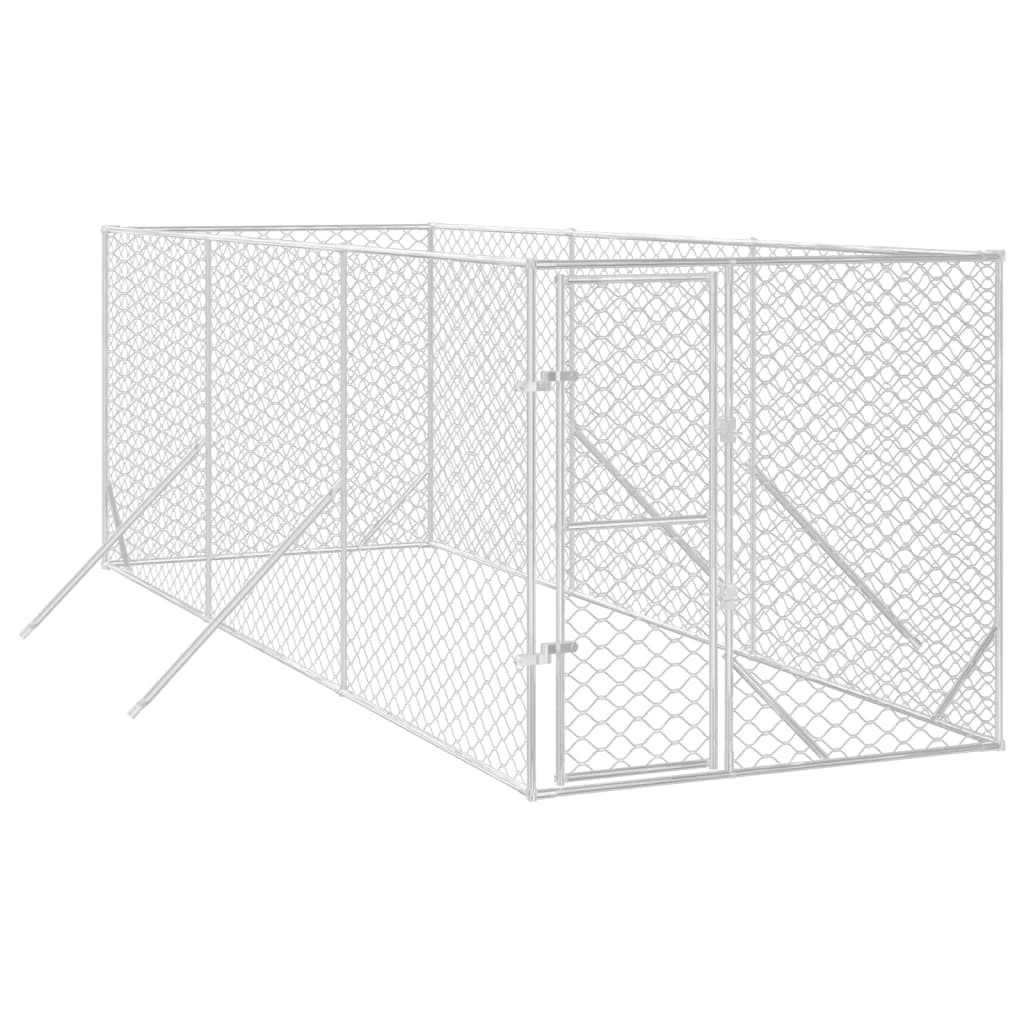 Hondenkennel voor buiten 2x6x2 m gegalvaniseerd staal zilver is nu te koop bij PeponiXL, paradijselijk wonen!