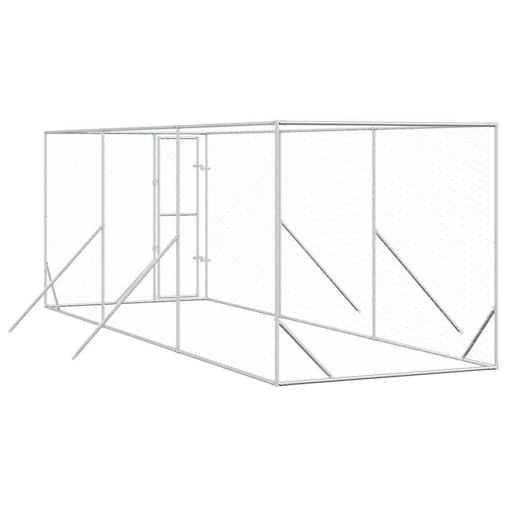 Hondenkennel voor buiten 2x6x2 m gegalvaniseerd staal zilver is nu te koop bij PeponiXL, paradijselijk wonen!