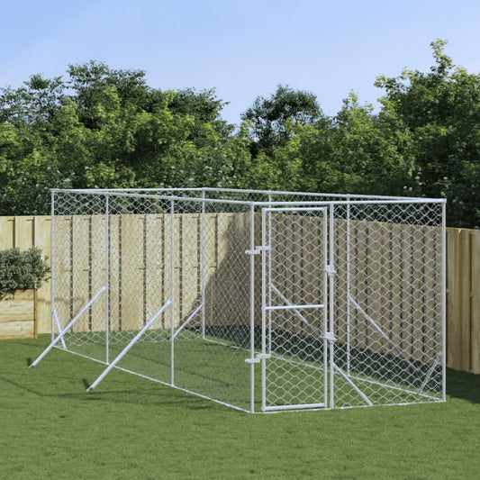 Hondenkennel voor buiten 2x6x2 m gegalvaniseerd staal zilver is nu te koop bij PeponiXL, paradijselijk wonen!