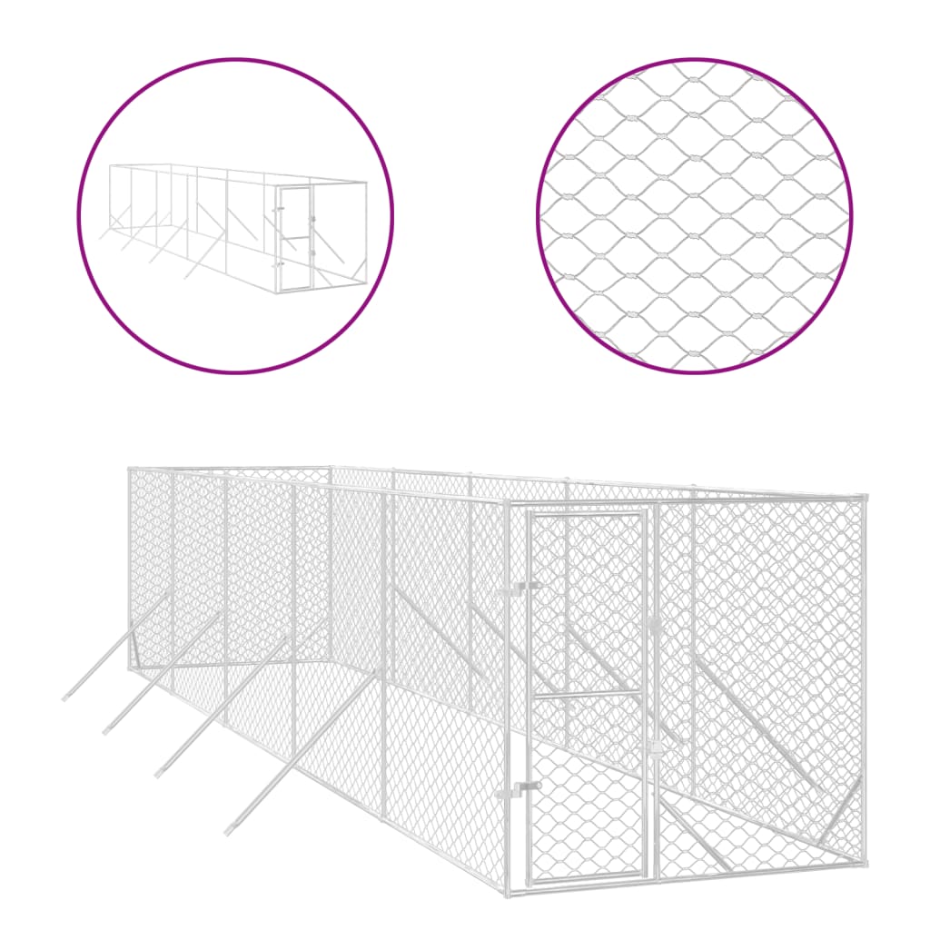 Hondenkennel voor buiten 2x10x2 m gegalvaniseerd staal zilver is nu te koop bij PeponiXL, paradijselijk wonen!