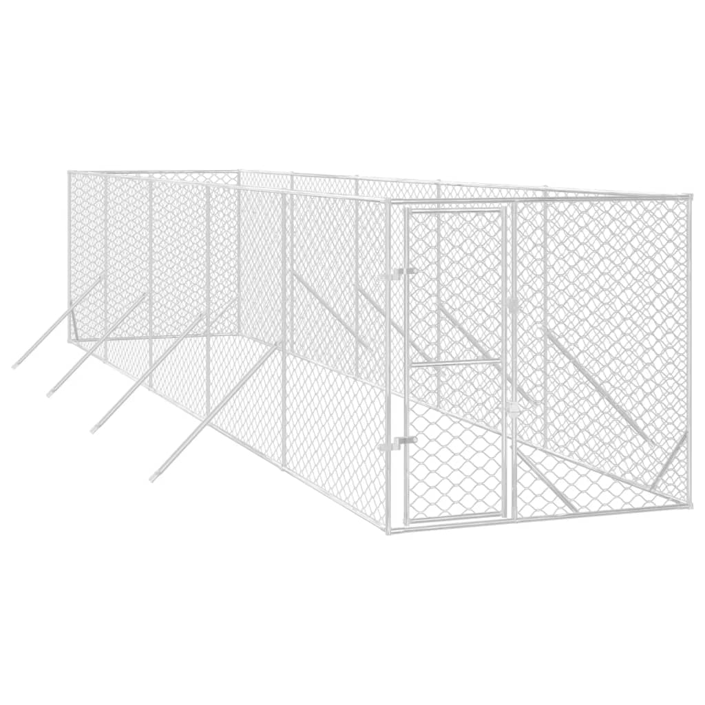 Hondenkennel voor buiten 2x10x2 m gegalvaniseerd staal zilver is nu te koop bij PeponiXL, paradijselijk wonen!
