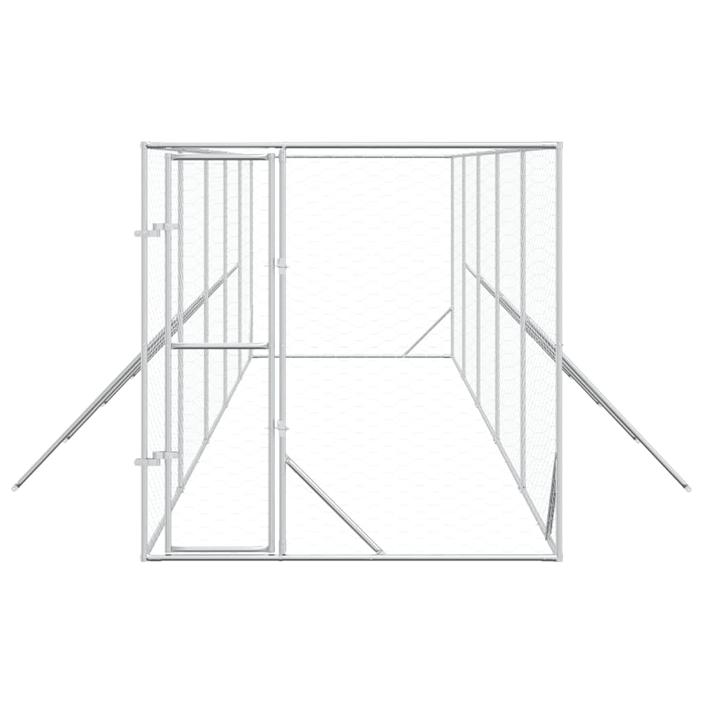 Hondenkennel voor buiten 2x10x2 m gegalvaniseerd staal zilver is nu te koop bij PeponiXL, paradijselijk wonen!