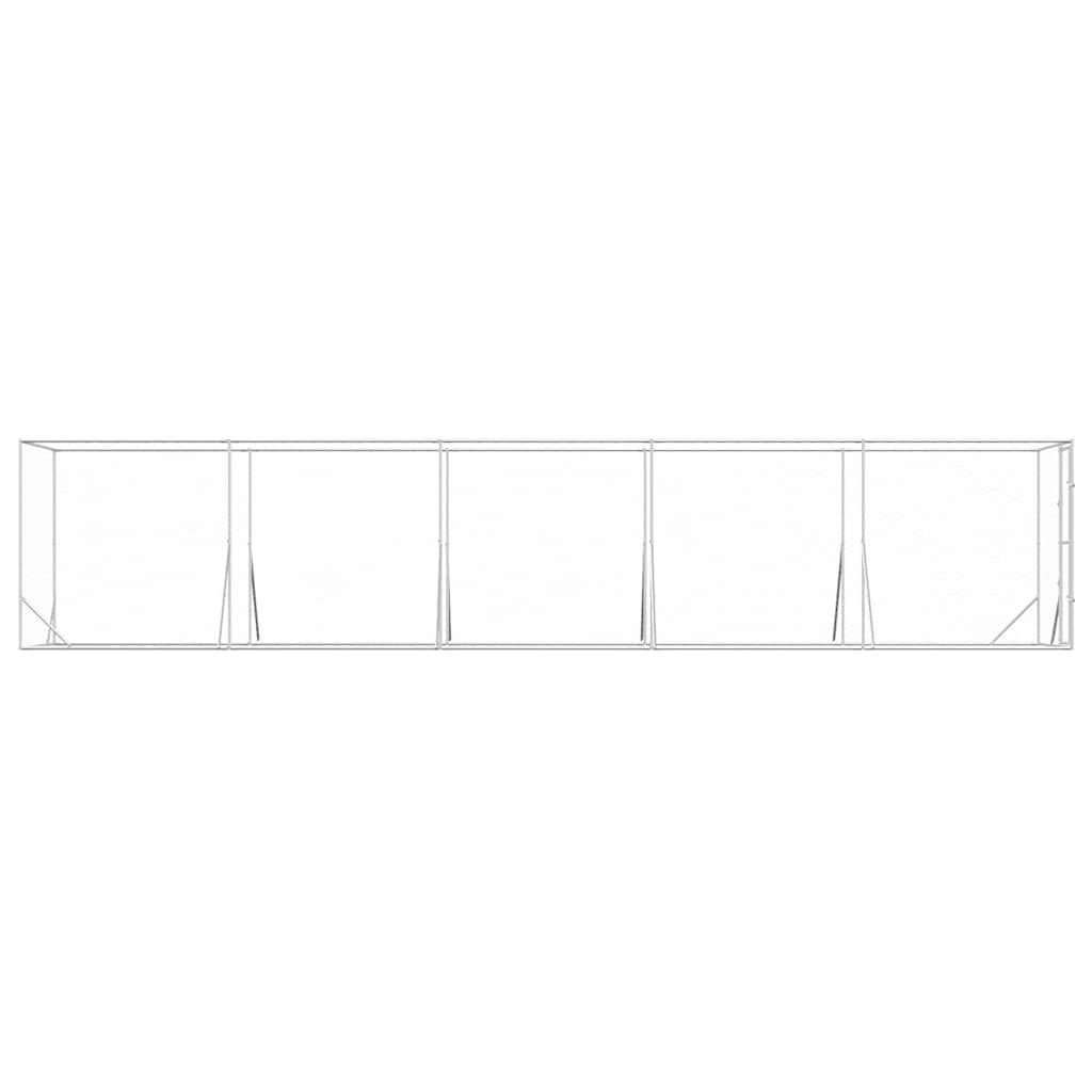 Hondenkennel voor buiten 2x10x2 m gegalvaniseerd staal zilver is nu te koop bij PeponiXL, paradijselijk wonen!