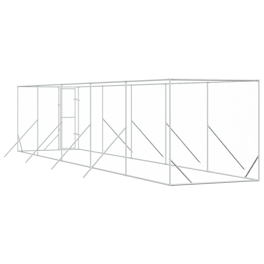 Hondenkennel voor buiten 2x10x2 m gegalvaniseerd staal zilver is nu te koop bij PeponiXL, paradijselijk wonen!