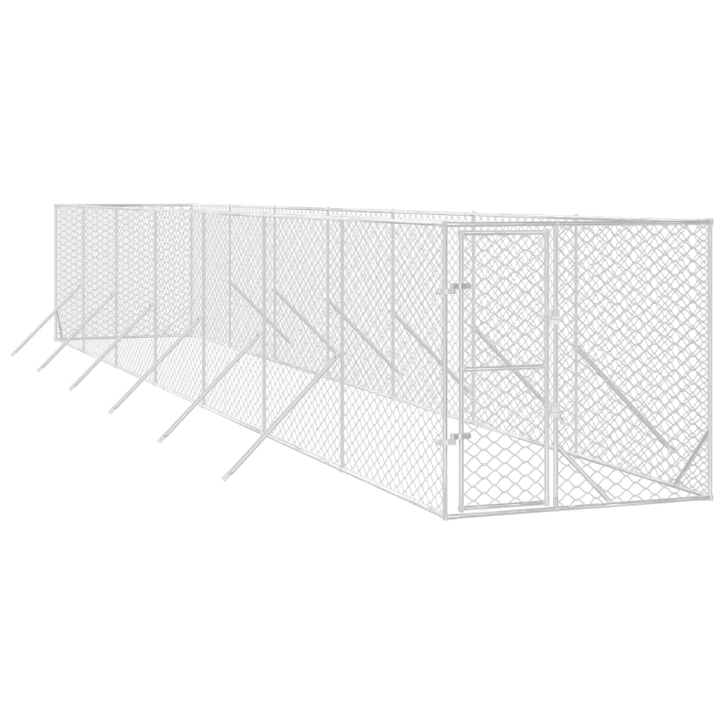 Hondenkennel voor buiten 2x14x2 m gegalvaniseerd staal zilver is nu te koop bij PeponiXL, paradijselijk wonen!