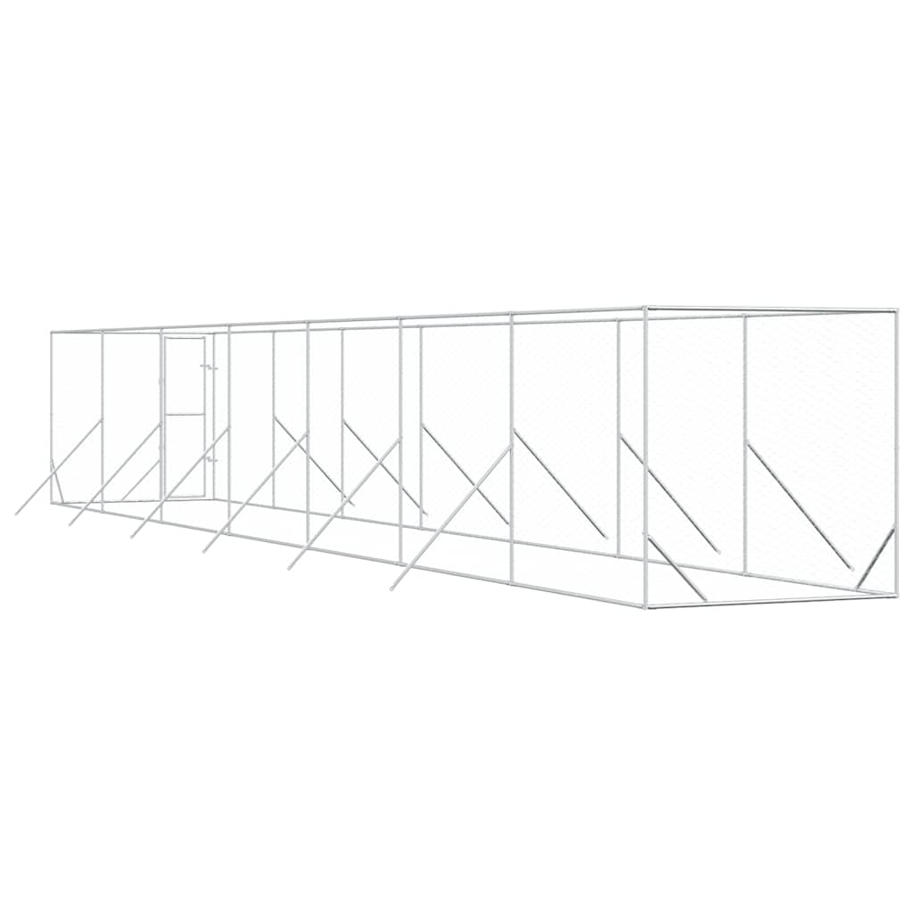 Hondenkennel voor buiten 2x14x2 m gegalvaniseerd staal zilver is nu te koop bij PeponiXL, paradijselijk wonen!