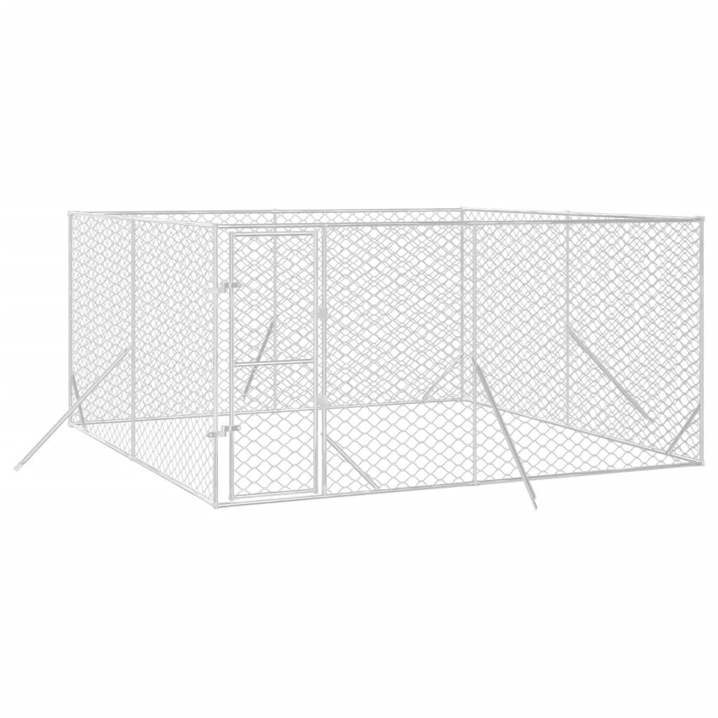 Hondenkennel voor buiten 4x4x2 m gegalvaniseerd staal zilver is nu te koop bij PeponiXL, paradijselijk wonen!