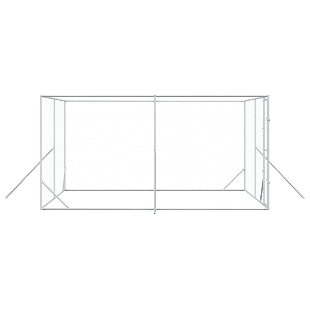 Hondenkennel voor buiten 4x4x2 m gegalvaniseerd staal zilver is nu te koop bij PeponiXL, paradijselijk wonen!
