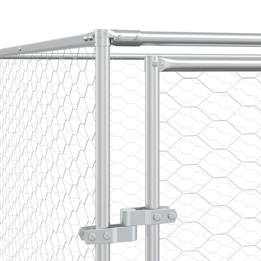 Hondenkennel voor buiten 4x4x2 m gegalvaniseerd staal zilver is nu te koop bij PeponiXL, paradijselijk wonen!