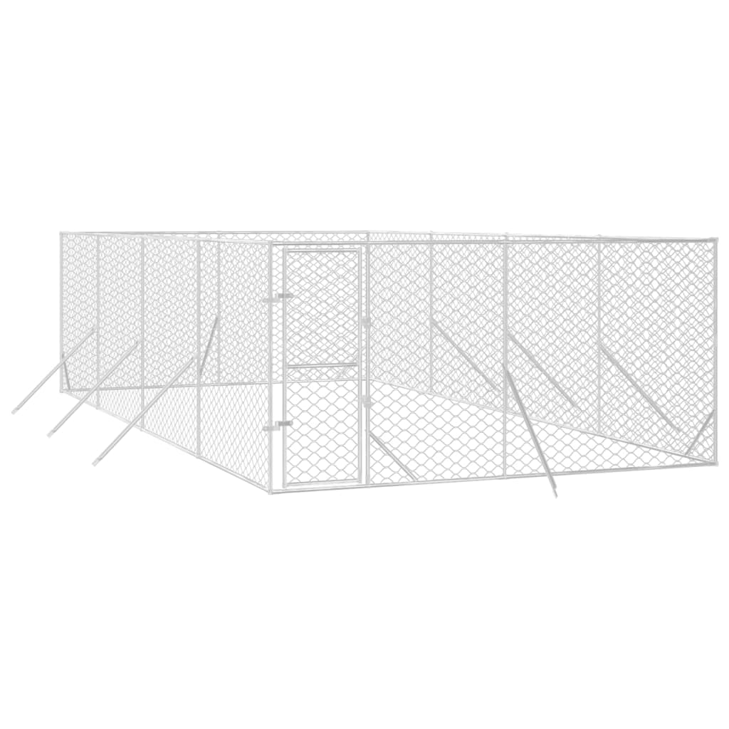 Hondenkennel voor buiten 4x8x2 m gegalvaniseerd staal zilver is nu te koop bij PeponiXL, paradijselijk wonen!