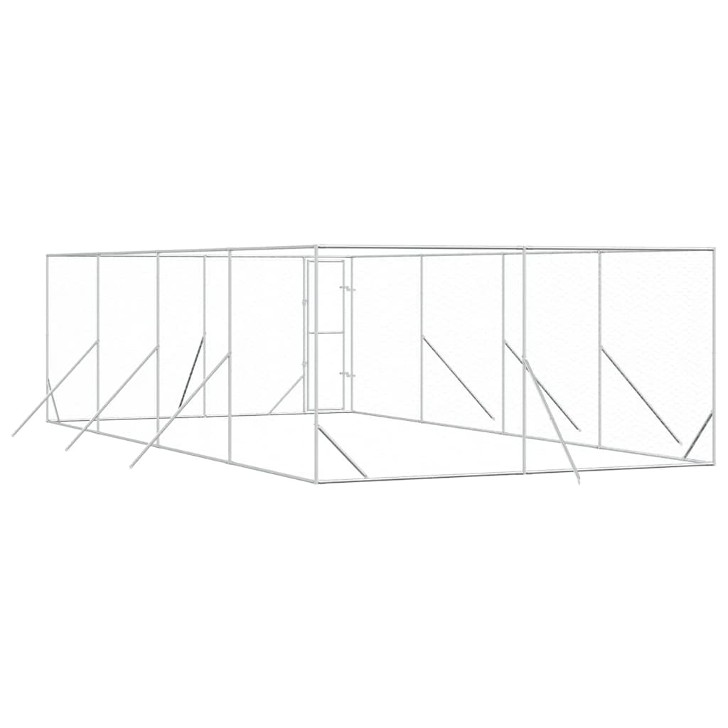 Hondenkennel voor buiten 4x8x2 m gegalvaniseerd staal zilver is nu te koop bij PeponiXL, paradijselijk wonen!