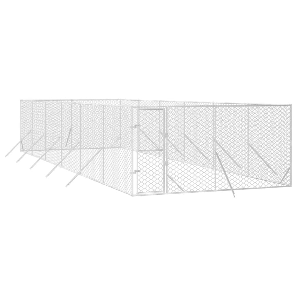 Hondenkennel voor buiten 4x12x2 m gegalvaniseerd staal zilver is nu te koop bij PeponiXL, paradijselijk wonen!