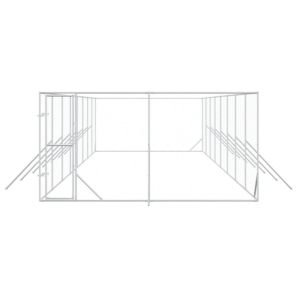 Hondenkennel voor buiten 4x16x2 m gegalvaniseerd staal zilver is nu te koop bij PeponiXL, paradijselijk wonen!