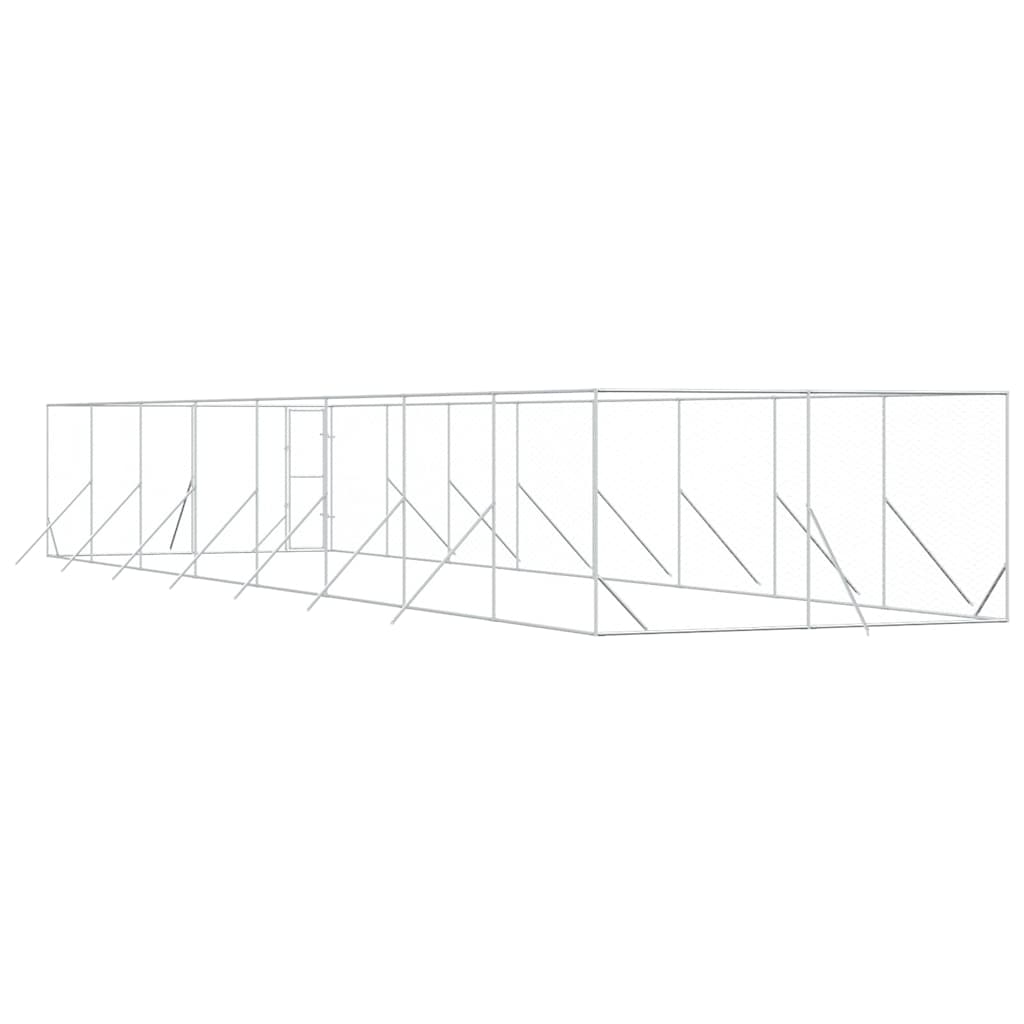 Hondenkennel voor buiten 4x16x2 m gegalvaniseerd staal zilver is nu te koop bij PeponiXL, paradijselijk wonen!