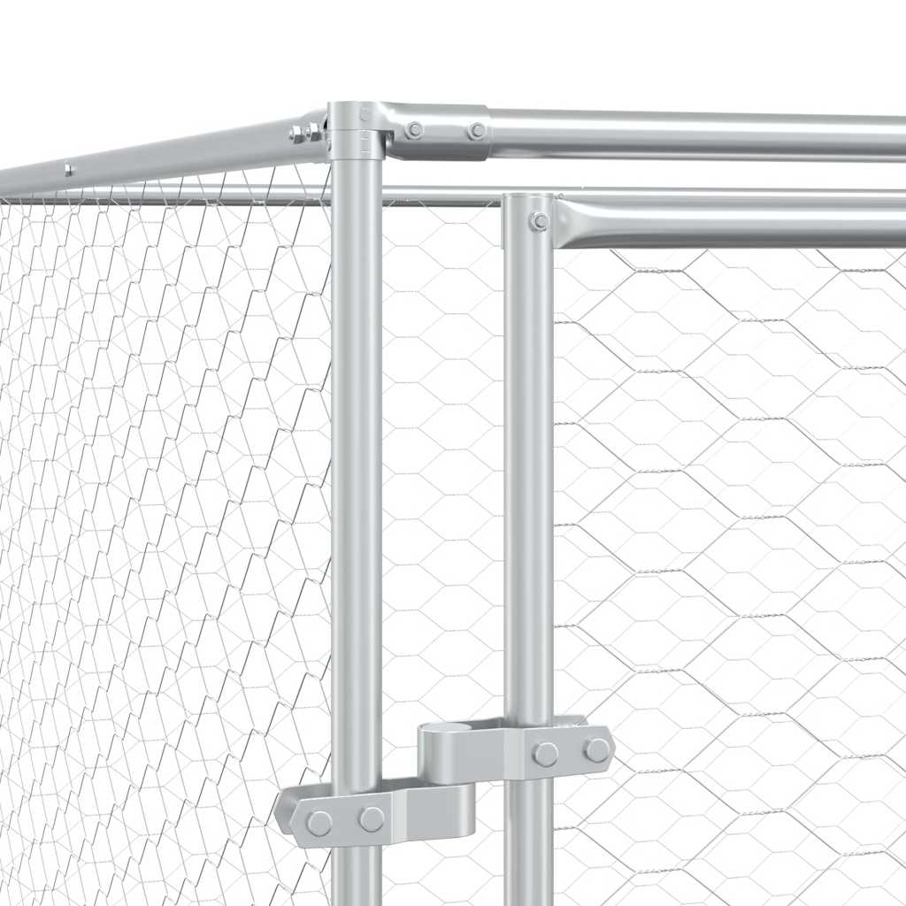 Hondenkennel voor buiten 4x16x2 m gegalvaniseerd staal zilver is nu te koop bij PeponiXL, paradijselijk wonen!