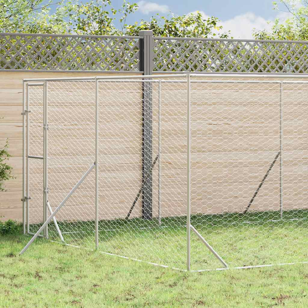 Hondenkennel voor buiten 4x16x2 m gegalvaniseerd staal zilver is nu te koop bij PeponiXL, paradijselijk wonen!