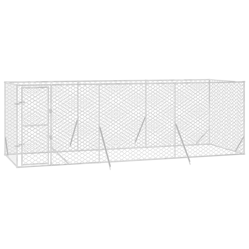 Hondenkennel voor buiten 6x2x2 m gegalvaniseerd staal zilver is nu te koop bij PeponiXL, paradijselijk wonen!