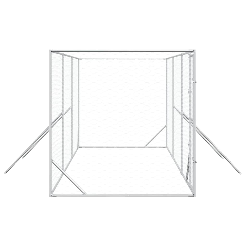 Hondenkennel voor buiten 6x2x2 m gegalvaniseerd staal zilver is nu te koop bij PeponiXL, paradijselijk wonen!