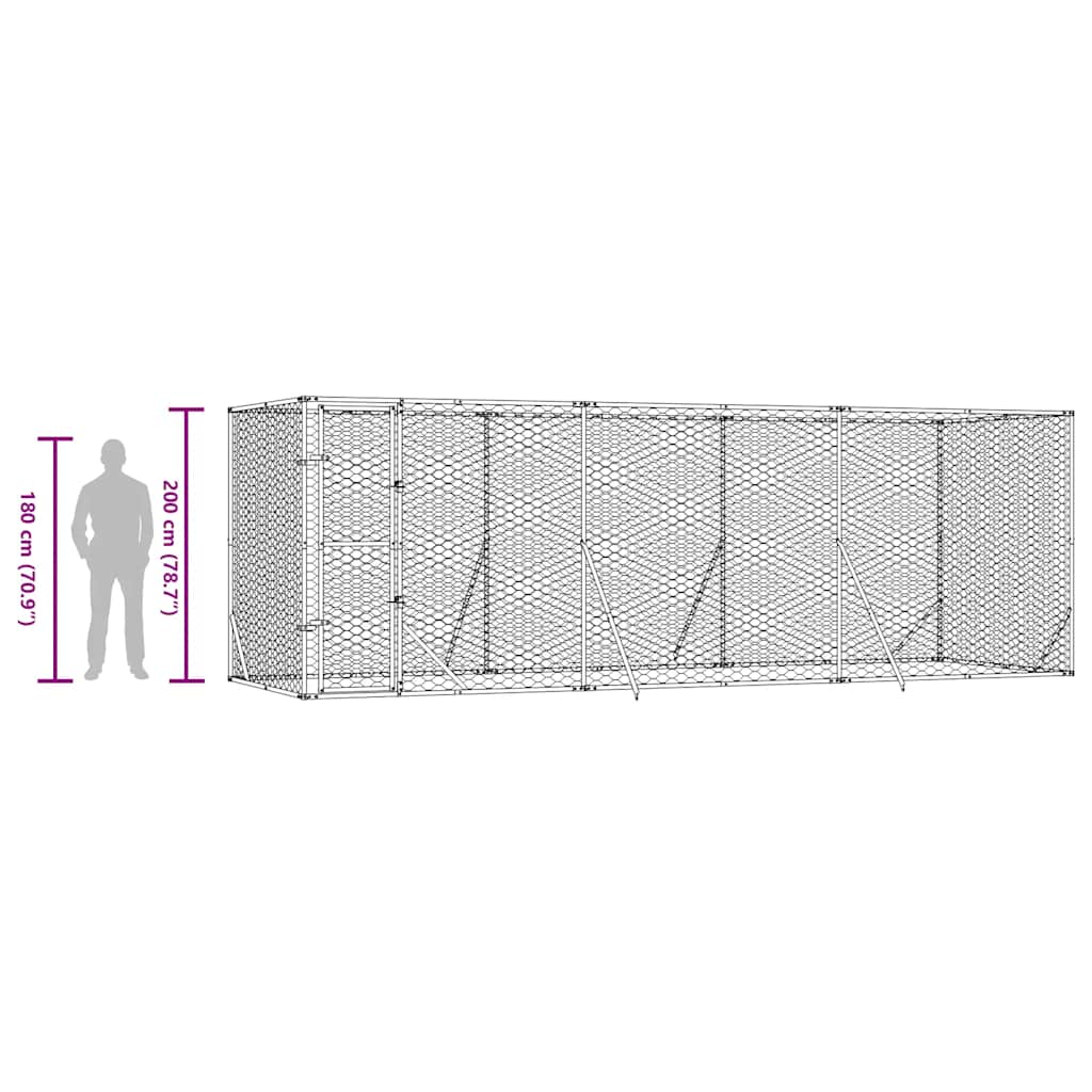 Hondenkennel voor buiten 6x2x2 m gegalvaniseerd staal zilver is nu te koop bij PeponiXL, paradijselijk wonen!