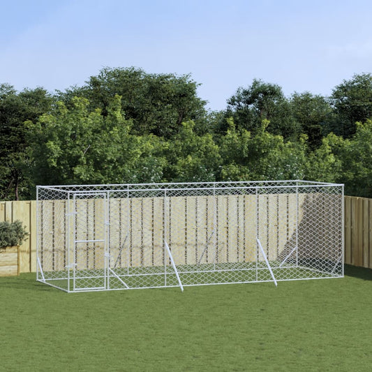 Hondenkennel voor buiten 6x2x2 m gegalvaniseerd staal zilver is nu te koop bij PeponiXL, paradijselijk wonen!
