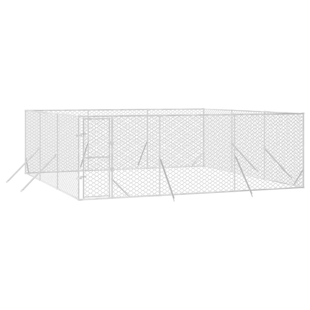Hondenkennel voor buiten 6x6x2 m gegalvaniseerd staal zilver is nu te koop bij PeponiXL, paradijselijk wonen!