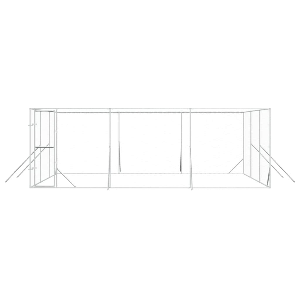 Hondenkennel voor buiten 6x6x2 m gegalvaniseerd staal zilver is nu te koop bij PeponiXL, paradijselijk wonen!