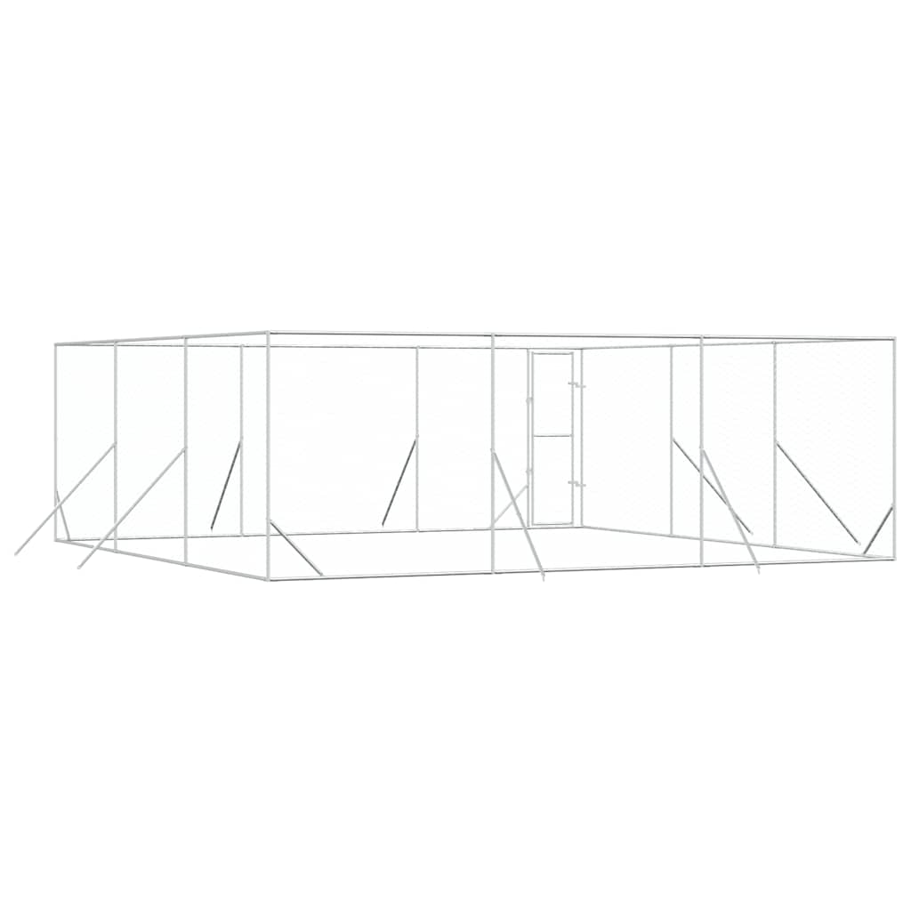 Hondenkennel voor buiten 6x6x2 m gegalvaniseerd staal zilver is nu te koop bij PeponiXL, paradijselijk wonen!