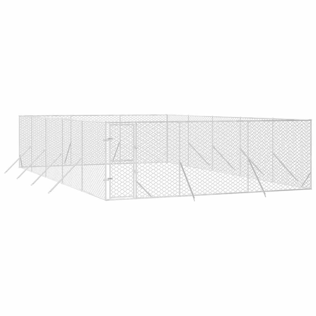 Hondenkennel voor buiten 6x10x2 m gegalvaniseerd staal zilver is nu te koop bij PeponiXL, paradijselijk wonen!