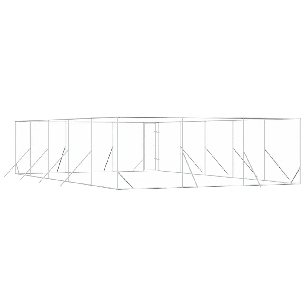 Hondenkennel voor buiten 6x10x2 m gegalvaniseerd staal zilver is nu te koop bij PeponiXL, paradijselijk wonen!