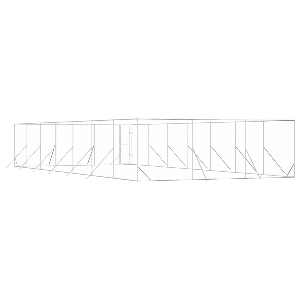 Hondenkennel voor buiten 6x14x2 m gegalvaniseerd staal zilver is nu te koop bij PeponiXL, paradijselijk wonen!