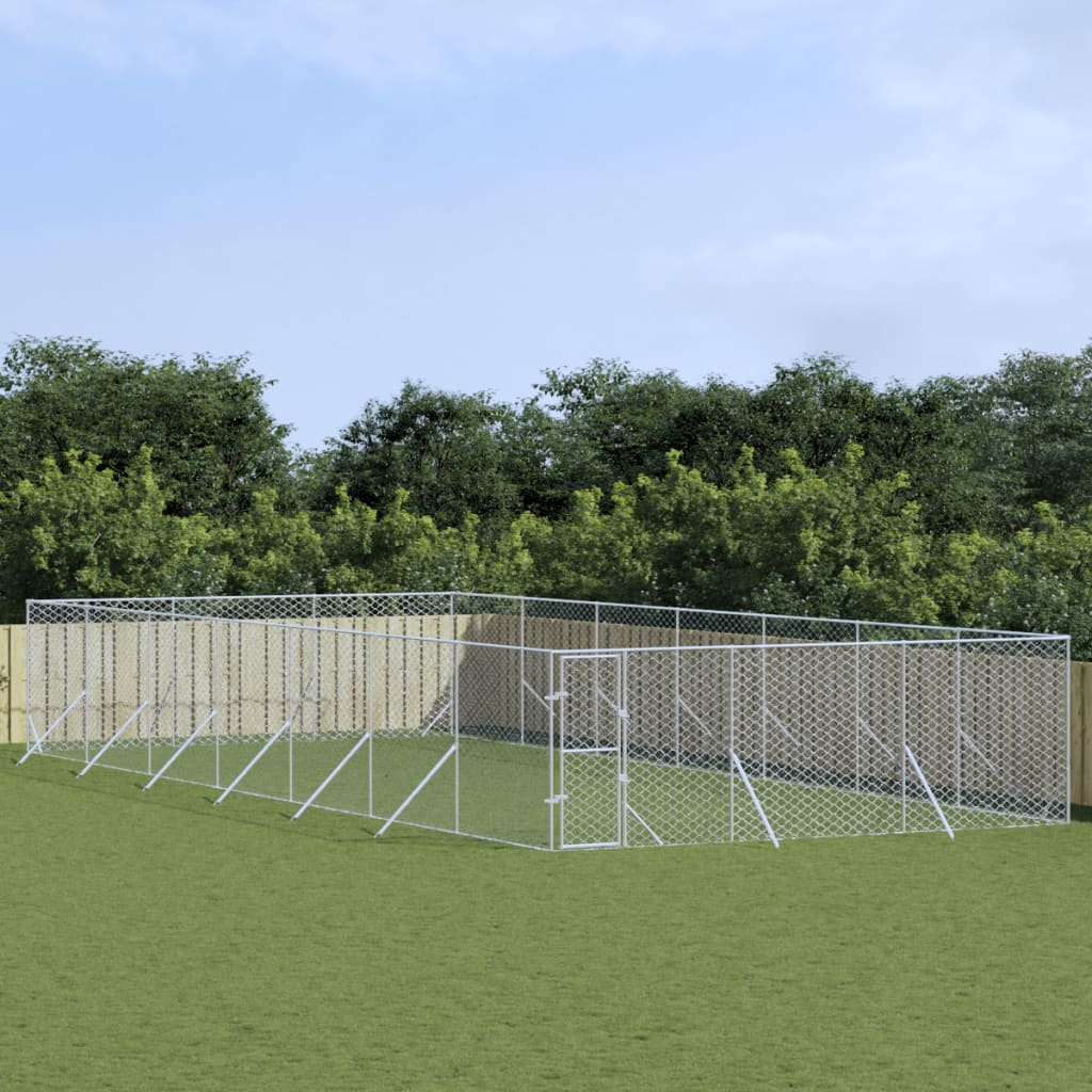 Hondenkennel voor buiten 6x14x2 m gegalvaniseerd staal zilver is nu te koop bij PeponiXL, paradijselijk wonen!
