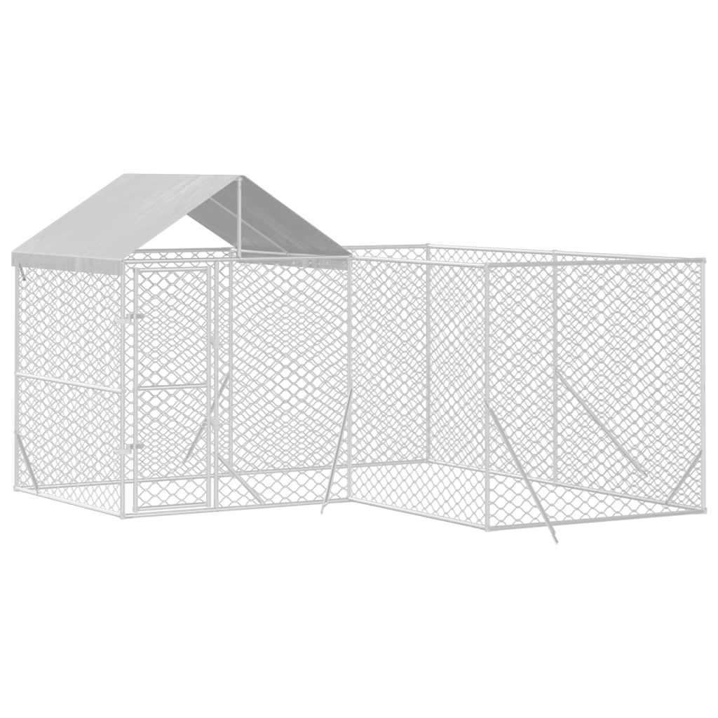 Hondenkennel met dak 4x4x2,5 m gegalvaniseerd staal zilver is nu te koop bij PeponiXL, paradijselijk wonen!