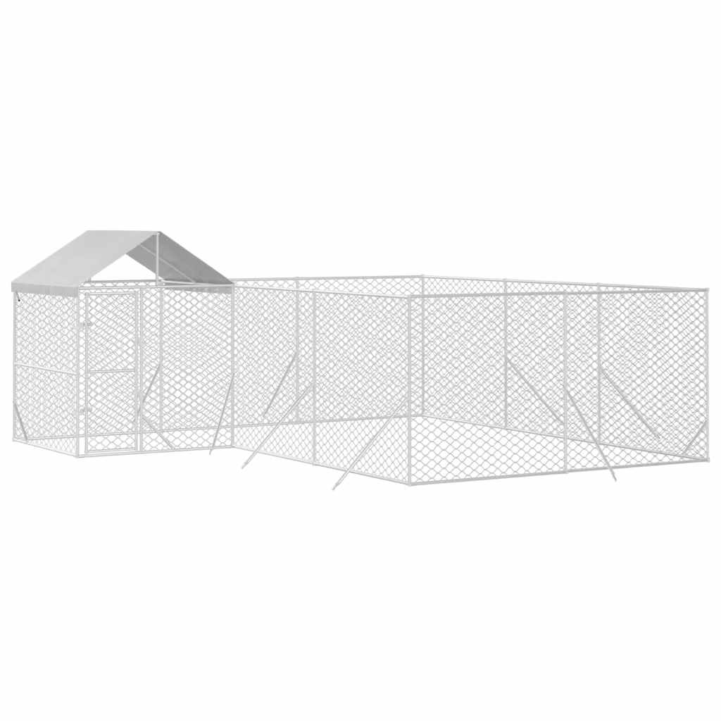 Hondenkennel met dak 6x6x2,5 m gegalvaniseerd staal zilver is nu te koop bij PeponiXL, paradijselijk wonen!