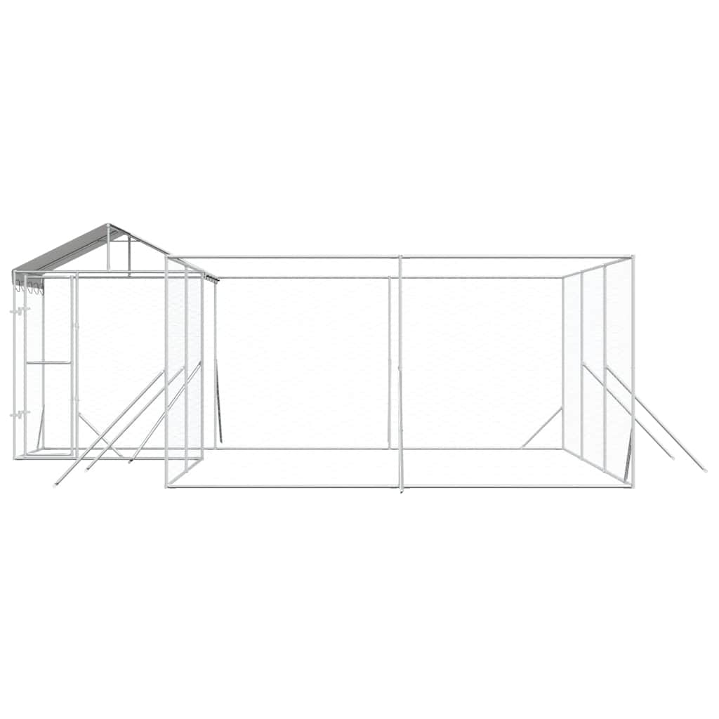Hondenkennel met dak 6x6x2,5 m gegalvaniseerd staal zilver is nu te koop bij PeponiXL, paradijselijk wonen!