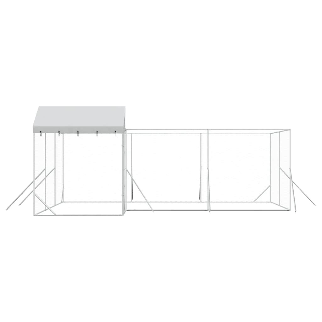 Hondenkennel met dak 6x6x2,5 m gegalvaniseerd staal zilver is nu te koop bij PeponiXL, paradijselijk wonen!