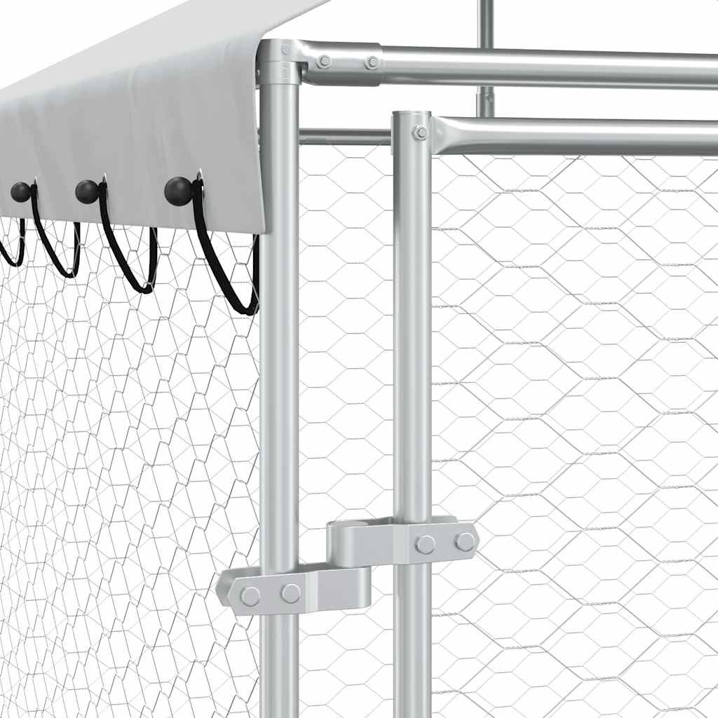 Hondenkennel met dak 6x6x2,5 m gegalvaniseerd staal zilver is nu te koop bij PeponiXL, paradijselijk wonen!