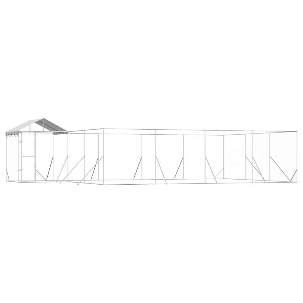 Hondenkennel met dak 10x6x2,5 m gegalvaniseerd staal zilver is nu te koop bij PeponiXL, paradijselijk wonen!