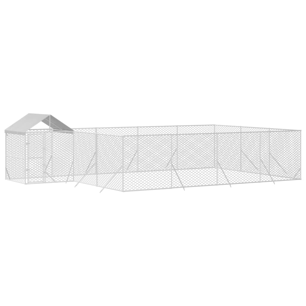 Hondenkennel met dak 10x6x2,5 m gegalvaniseerd staal zilver is nu te koop bij PeponiXL, paradijselijk wonen!