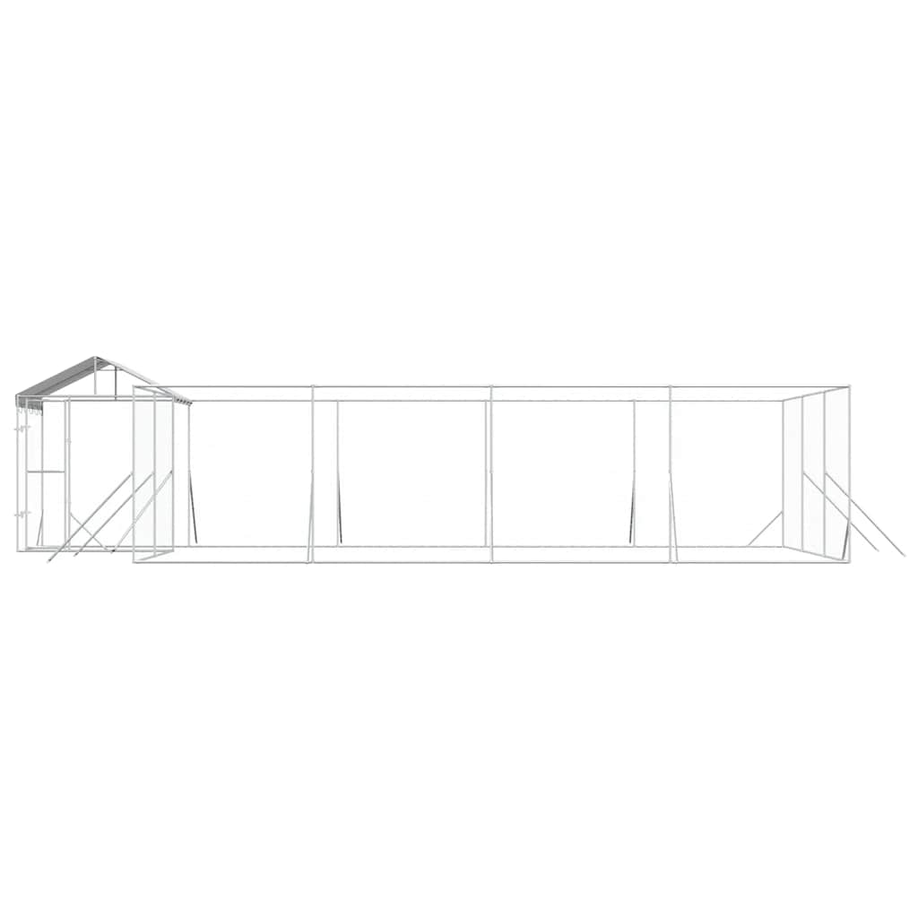 Hondenkennel met dak 10x6x2,5 m gegalvaniseerd staal zilver is nu te koop bij PeponiXL, paradijselijk wonen!