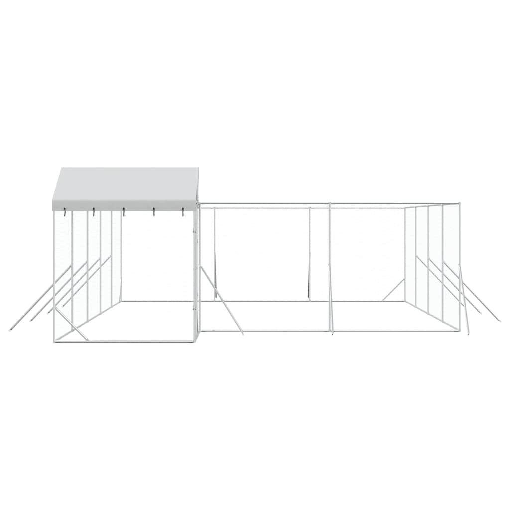 Hondenkennel met dak 10x6x2,5 m gegalvaniseerd staal zilver is nu te koop bij PeponiXL, paradijselijk wonen!