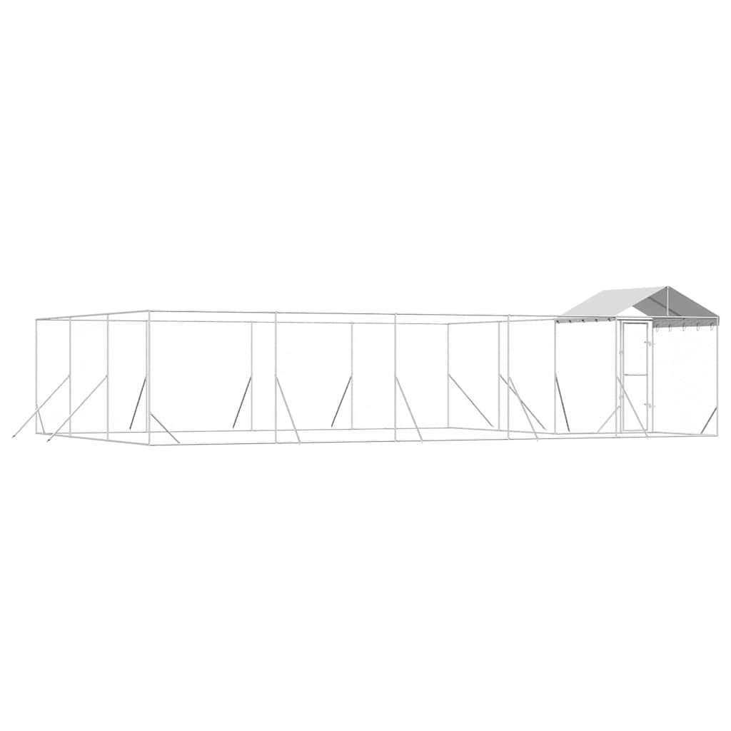 Hondenkennel met dak 10x6x2,5 m gegalvaniseerd staal zilver is nu te koop bij PeponiXL, paradijselijk wonen!