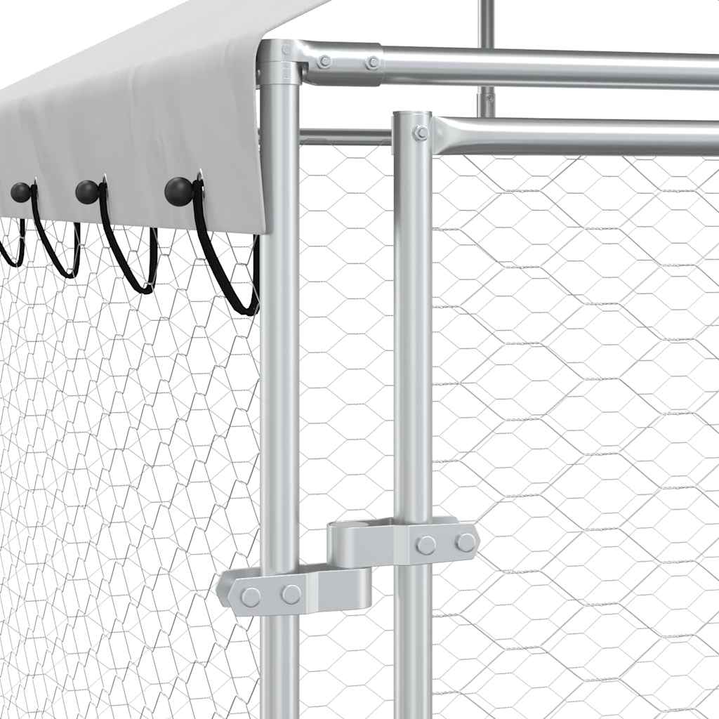 Hondenkennel met dak 10x6x2,5 m gegalvaniseerd staal zilver is nu te koop bij PeponiXL, paradijselijk wonen!