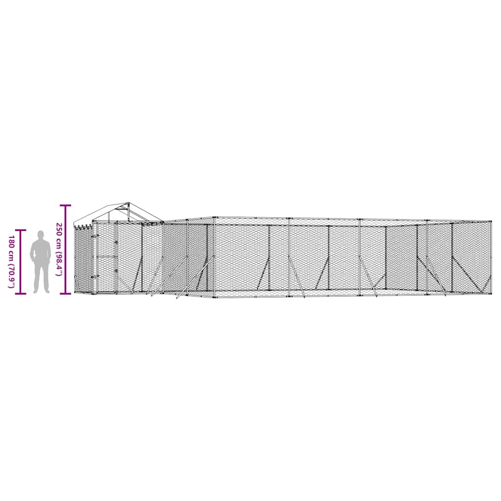 Hondenkennel met dak 10x6x2,5 m gegalvaniseerd staal zilver is nu te koop bij PeponiXL, paradijselijk wonen!