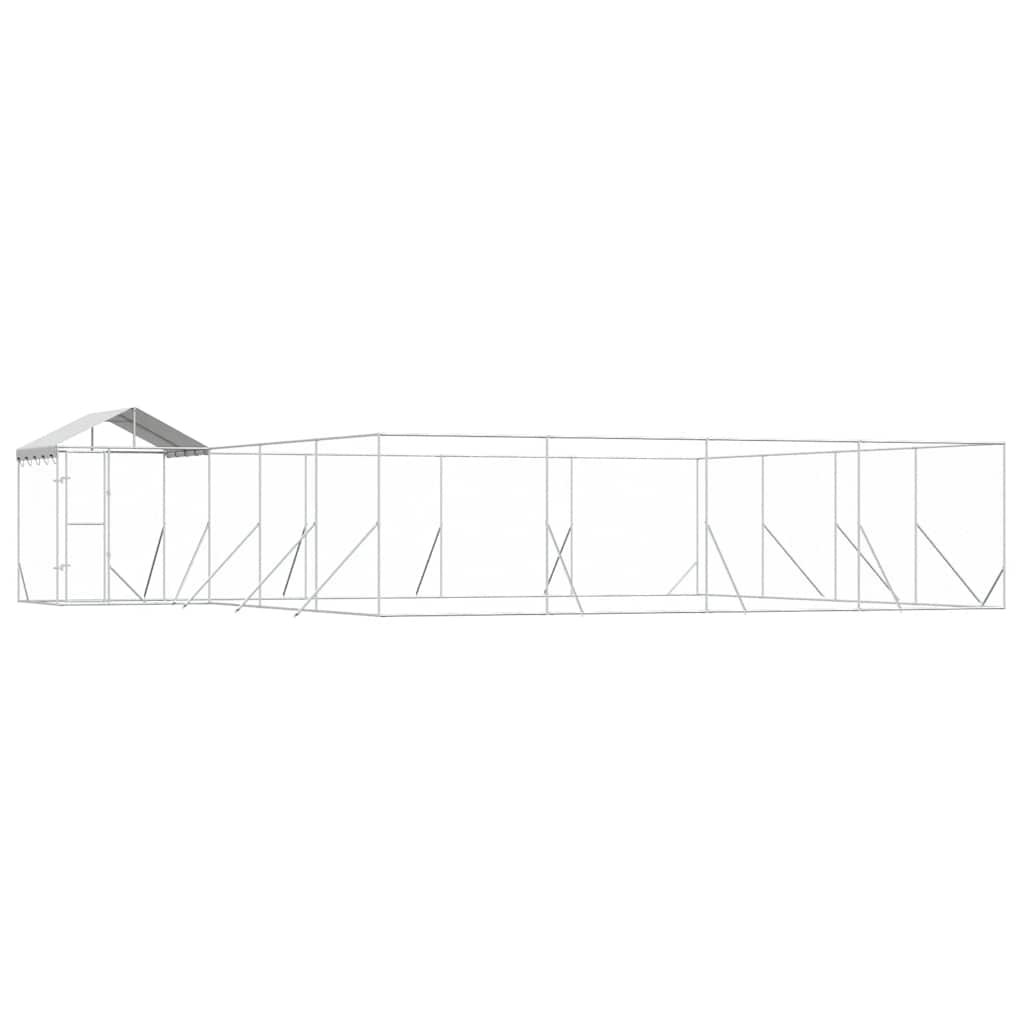 Hondenkennel met dak 10x8x2,5 m gegalvaniseerd staal zilver is nu te koop bij PeponiXL, paradijselijk wonen!