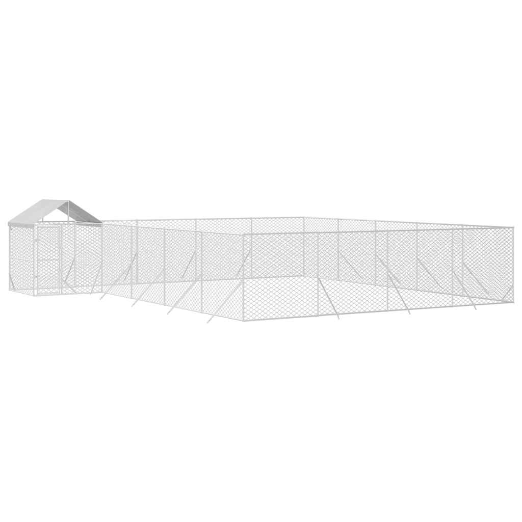 Hondenkennel met dak 10x8x2,5 m gegalvaniseerd staal zilver is nu te koop bij PeponiXL, paradijselijk wonen!