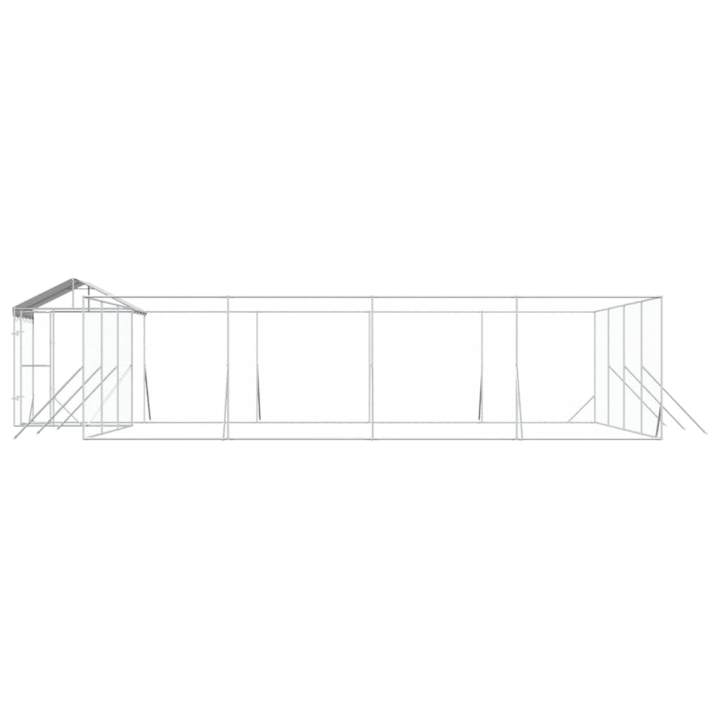 Hondenkennel met dak 10x8x2,5 m gegalvaniseerd staal zilver is nu te koop bij PeponiXL, paradijselijk wonen!