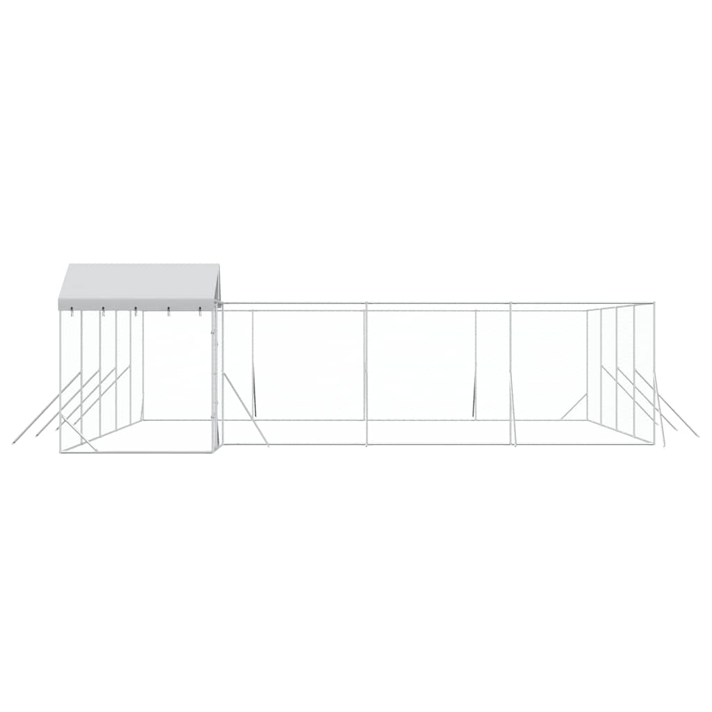 Hondenkennel met dak 10x8x2,5 m gegalvaniseerd staal zilver is nu te koop bij PeponiXL, paradijselijk wonen!
