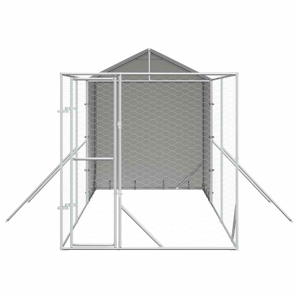Hondenkennel met dak 2x6x2,5 m gegalvaniseerd staal zilverkleur is nu te koop bij PeponiXL, paradijselijk wonen!